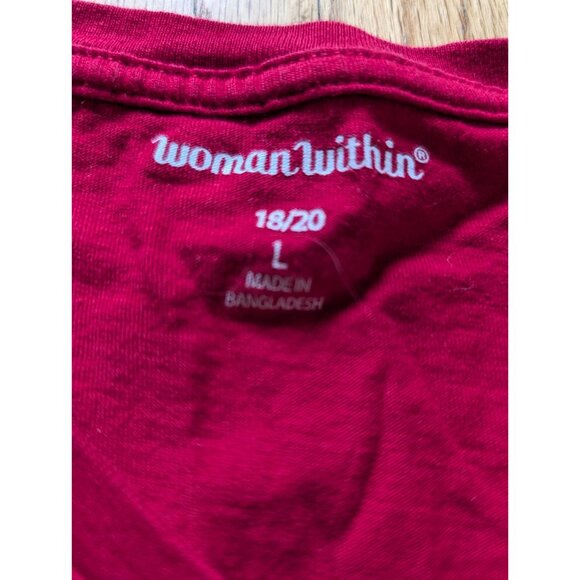 Woman Within Womens Red V-Neck Short Sleeve T-Shirt Size 18/20 L Cotton Blend - Picture 4 of 7